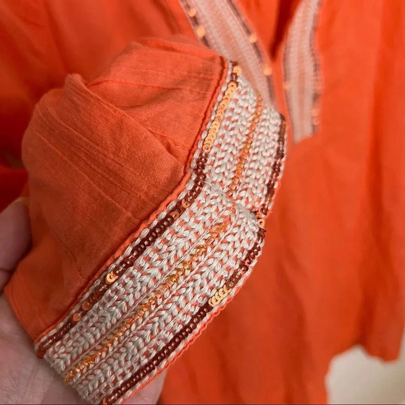 ATHLETA Mariana Embroidered Sequined V Neck Popover Tunic Coverup - Picture 6 of 9